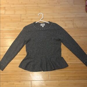 Gray Peplum Top with Studded Details